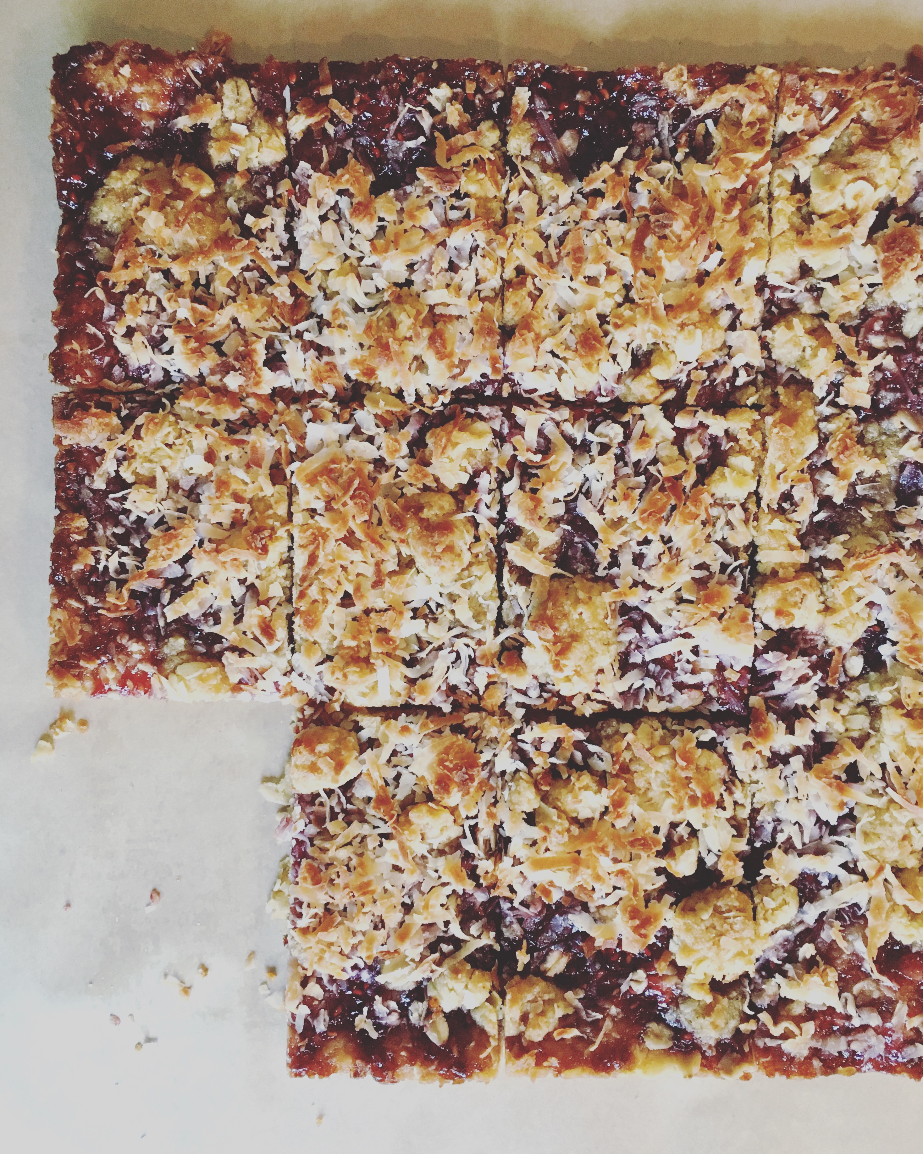Oatmeal Raspberry Bars with Toasted Coconut